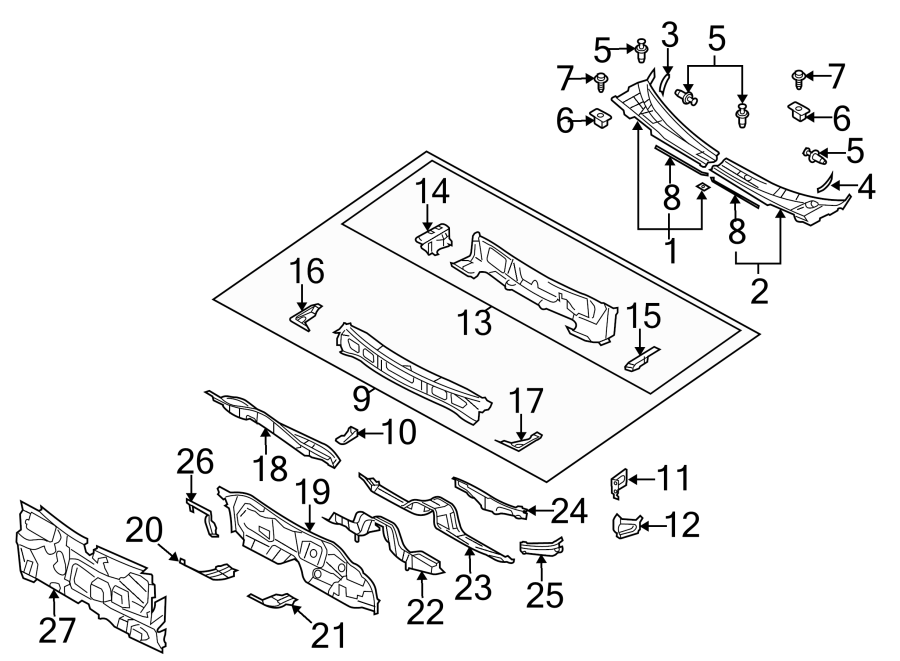 Diagram COWL. for your 2006 Mazda MX-5 Miata   