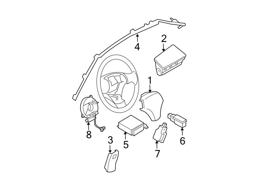 Diagram RESTRAINT SYSTEMS. AIR BAG COMPONENTS. for your Mazda