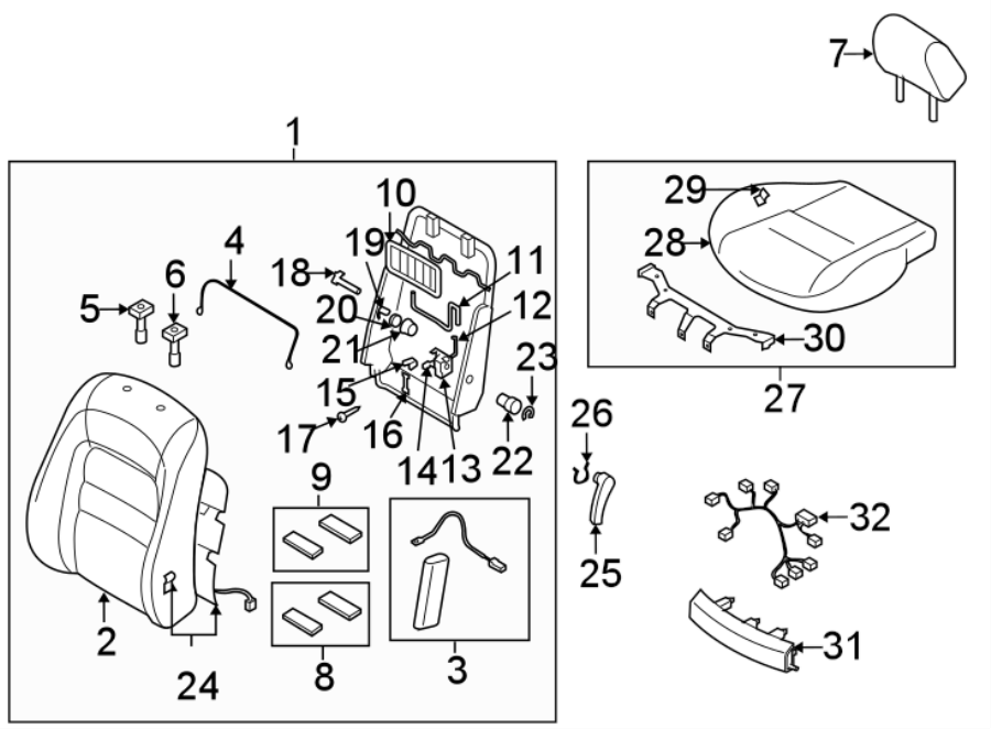 Diagram SEATS & TRACKS. FRONT SEAT COMPONENTS. for your 2019 Mazda CX-5 2.5L SKYACTIV A/T FWD Sport Sport Utility 