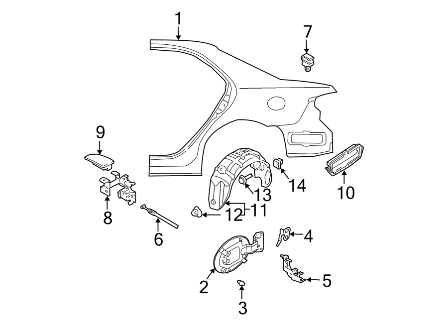 Diagram QUARTER PANEL & COMPONENTS. for your Mazda