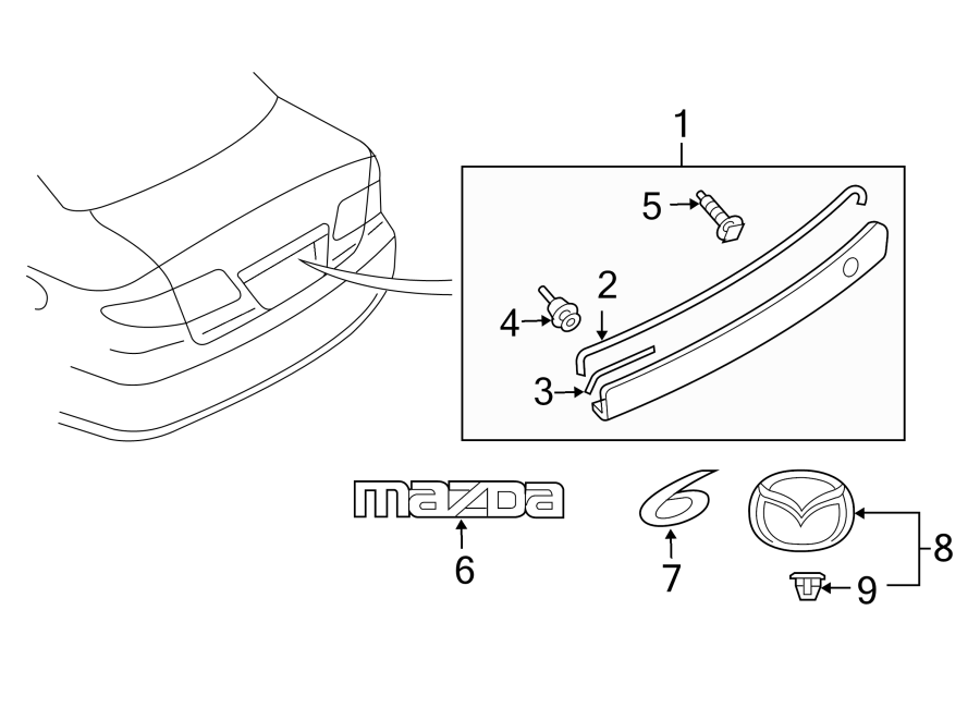 Diagram TRUNK LID. EXTERIOR TRIM. for your 2010 Mazda MX-5 Miata   