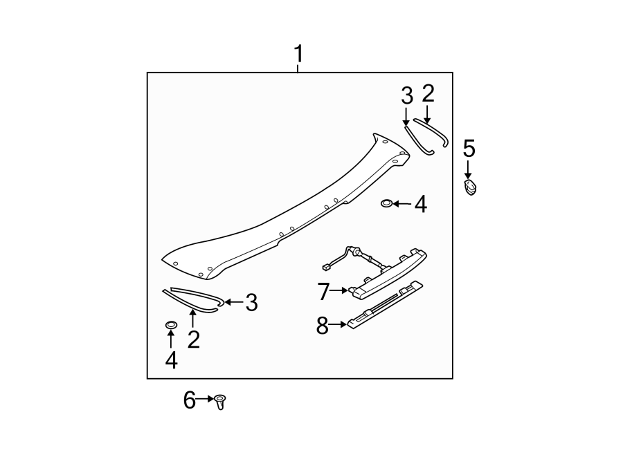 Diagram TRUNK LID. SPOILER. for your 2007 Mazda 6  i Sedan 
