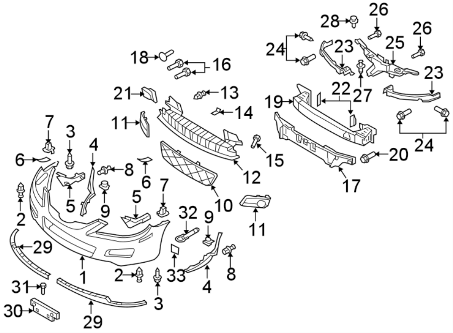 Diagram Front bumper. Bumper & components. for your 2013 Mazda MX-5 Miata 2.0L A/T Club Convertible 