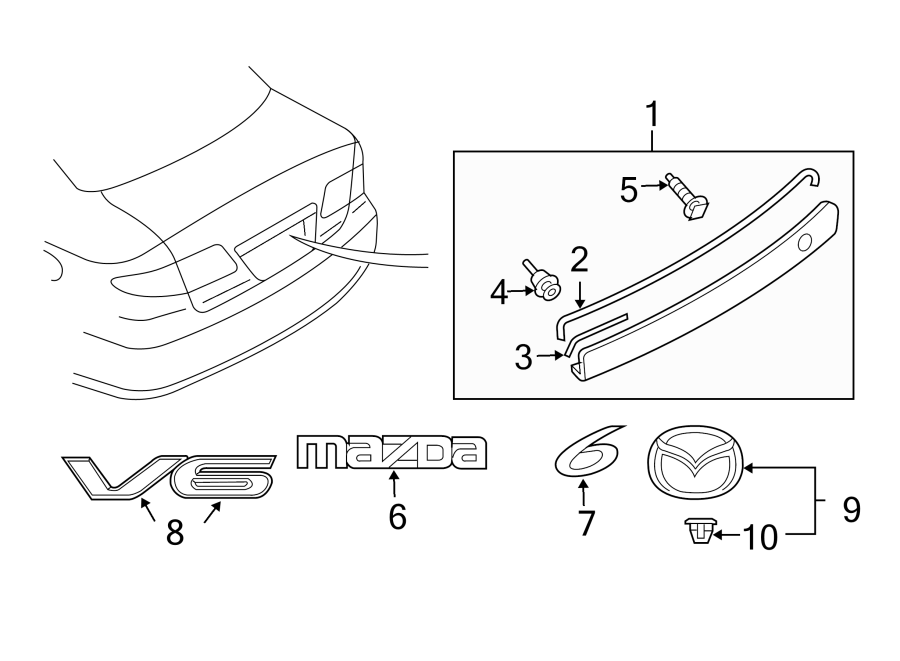 Diagram LIFT GATE. EXTERIOR TRIM. for your 2012 Mazda MX-5 Miata   