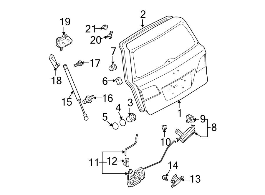 Diagram LIFT GATE. GATE & HARDWARE. for your 2021 Mazda MX-5 Miata  Sport Convertible 