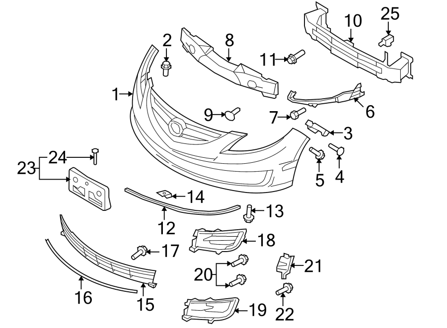 Diagram FRONT BUMPER. BUMPER & COMPONENTS. for your 2010 Mazda MX-5 Miata   