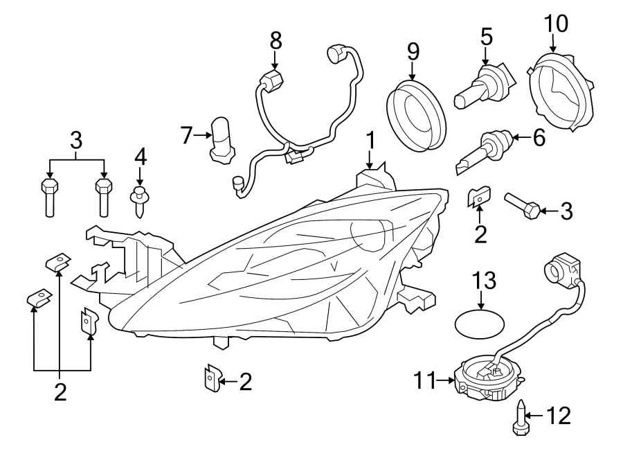 Diagram FRONT LAMPS. HEADLAMP COMPONENTS. for your 2022 Mazda CX-5 2.5L SKYACTIV A/T AWD 2.5 Turbo Sport Utility 