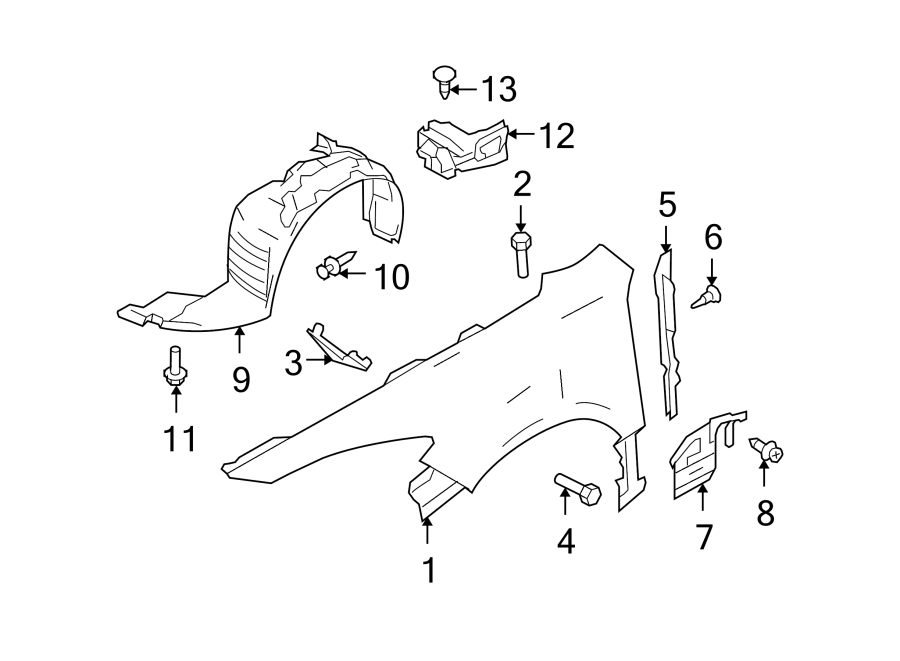 Diagram FENDER & COMPONENTS. for your 2021 Mazda CX-5 2.5L SKYACTIV A/T FWD Touring Sport Utility 