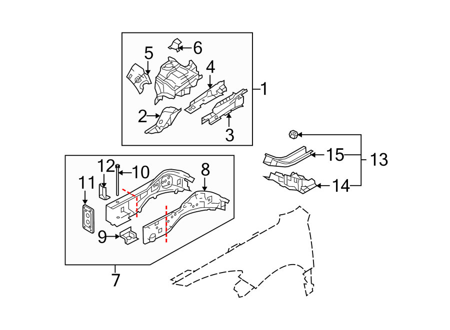 Diagram FENDER. STRUCTURAL COMPONENTS & RAILS. for your 2018 Mazda MX-5 Miata   