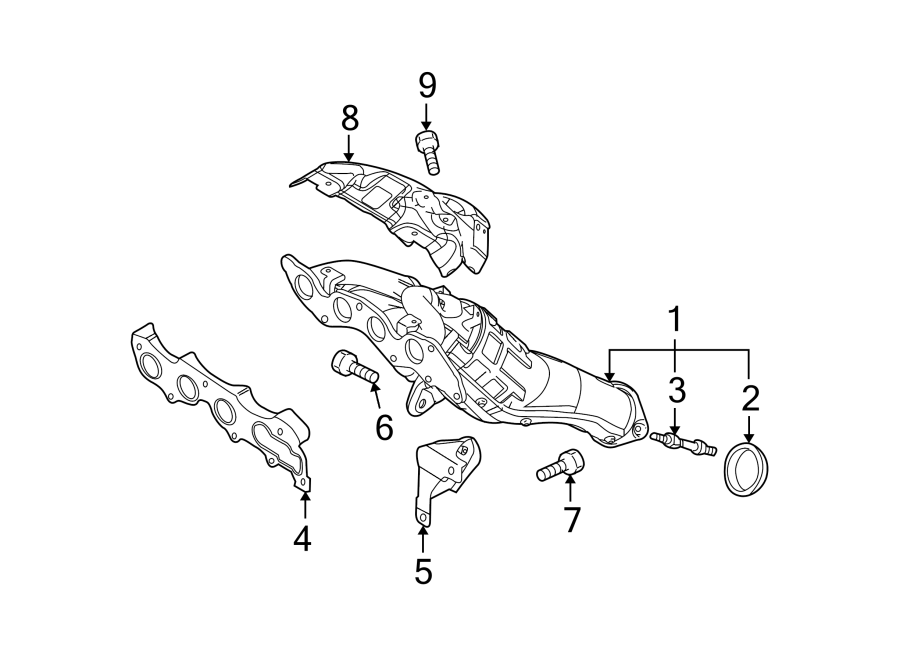 Diagram EXHAUST SYSTEM. MANIFOLD. for your Mazda