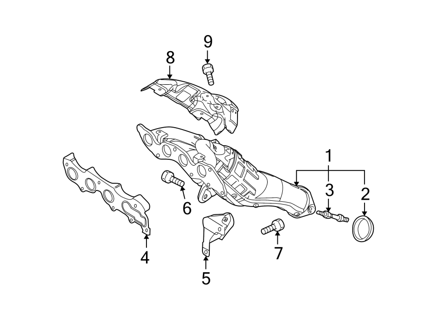 Diagram EXHAUST SYSTEM. MANIFOLD. for your 2021 Mazda CX-5 2.5L SKYACTIV A/T AWD Carbon Edition Sport Utility 