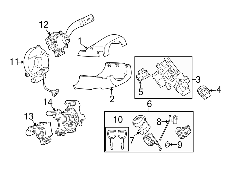 Diagram STEERING COLUMN. SHROUD. SWITCHES & LEVERS. for your 2021 Mazda MX-5 Miata  Club Convertible 