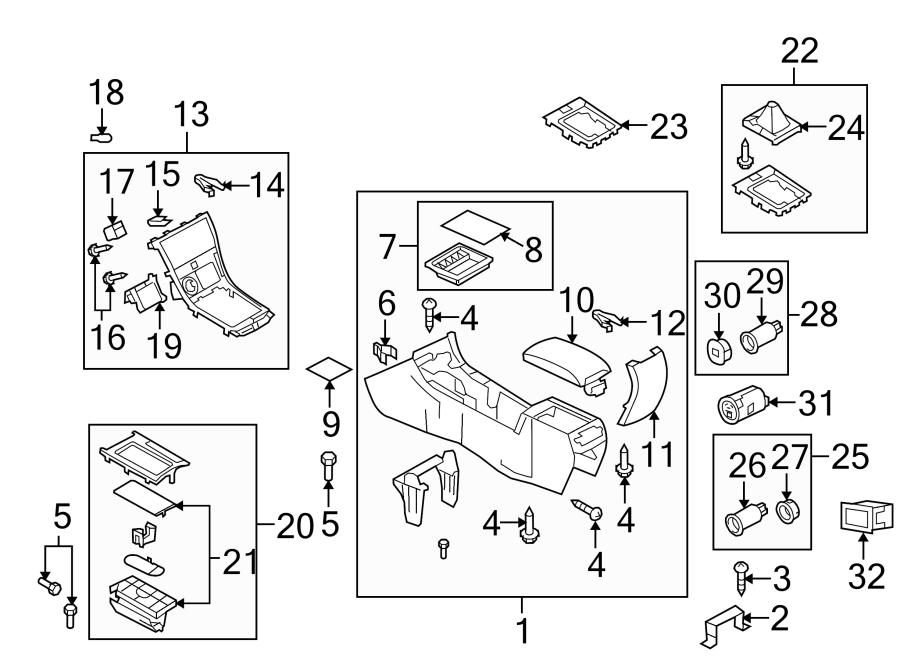 Diagram CENTER CONSOLE. for your 2006 Mazda MX-5 Miata  Base Convertible 