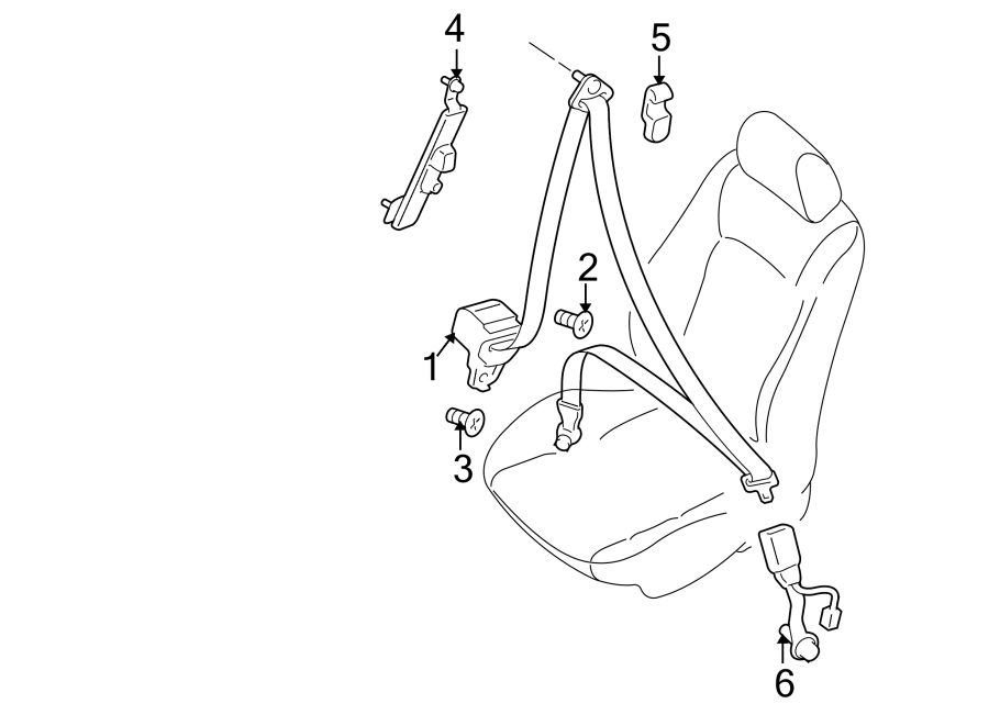 Diagram RESTRAINT SYSTEMS. FRONT SEAT BELTS. for your Mazda 6  