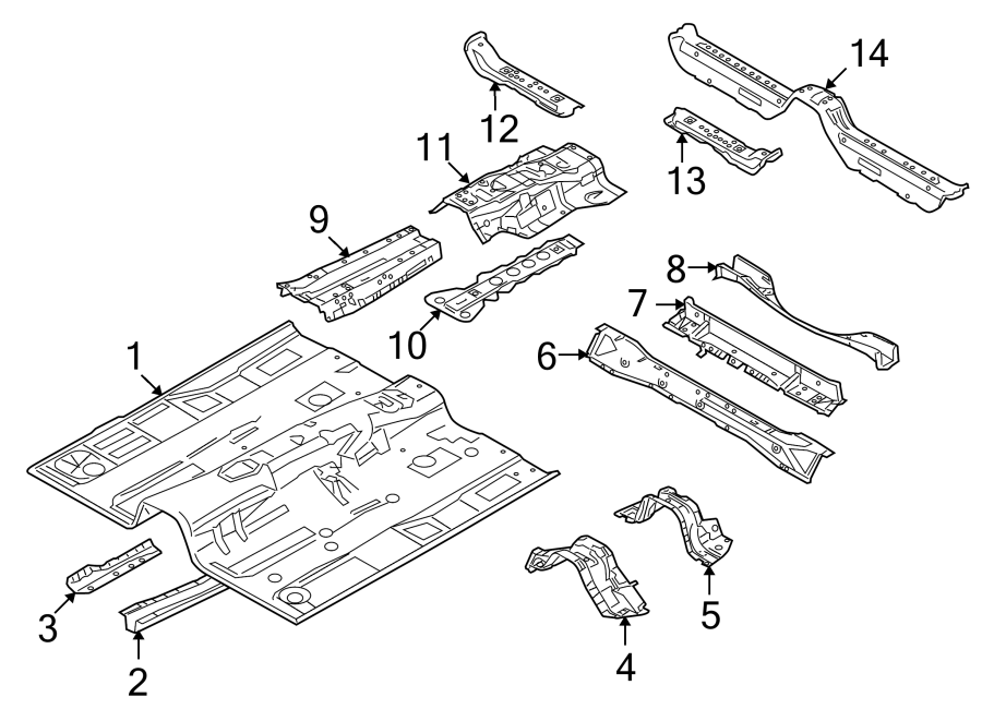 Diagram PILLARS. ROCKER & FLOOR. FLOOR & RAILS. for your 2024 Mazda CX-50   