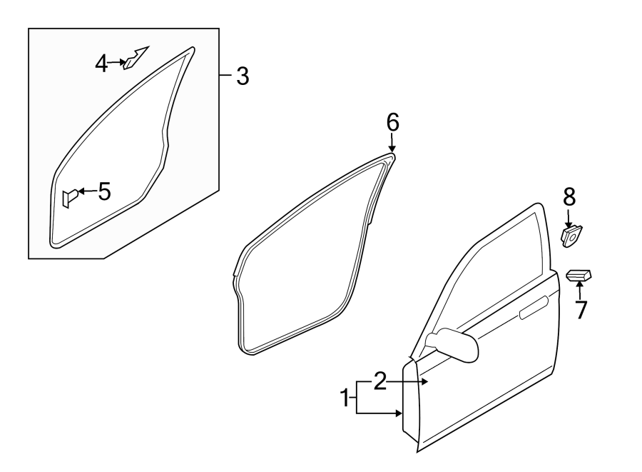 Diagram FRONT DOOR. DOOR & COMPONENTS. for your 2022 Mazda MX-5 Miata 2.0L SKYACTIV M/T RF Grand Touring Convertible 