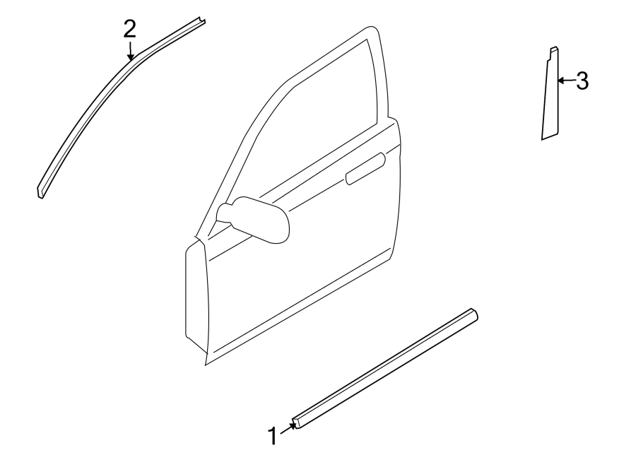 Diagram FRONT DOOR. EXTERIOR TRIM. for your 1989 Mazda B2600 2.6L A/T RWD LX Extended Cab Pickup Fleetside 