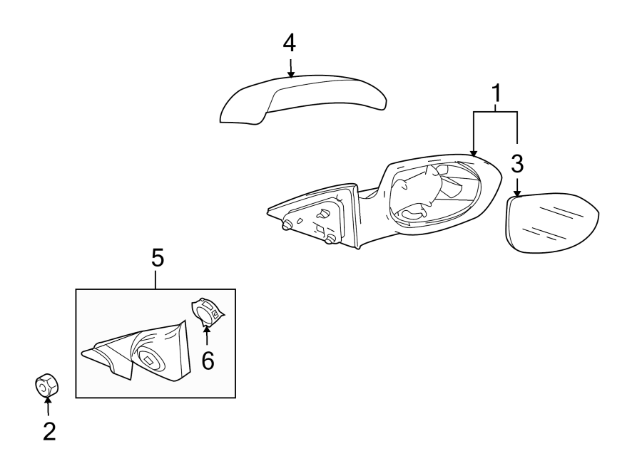 Diagram FRONT DOOR. OUTSIDE MIRRORS. for your 2006 Mazda MPV   