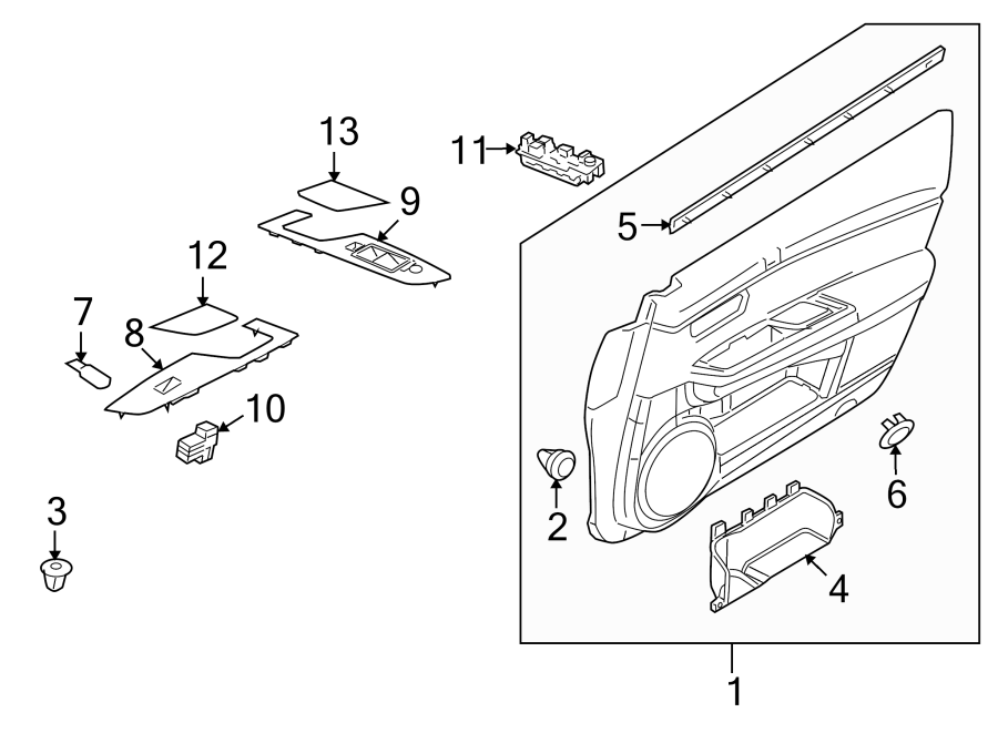 Diagram FRONT DOOR. INTERIOR TRIM. for your 2021 Mazda MX-5 Miata  Club Convertible 