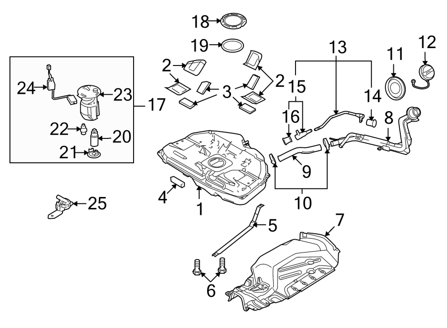 Diagram FUEL SYSTEM COMPONENTS. for your 2021 Mazda CX-5 2.5L SKYACTIV A/T FWD Touring Sport Utility 