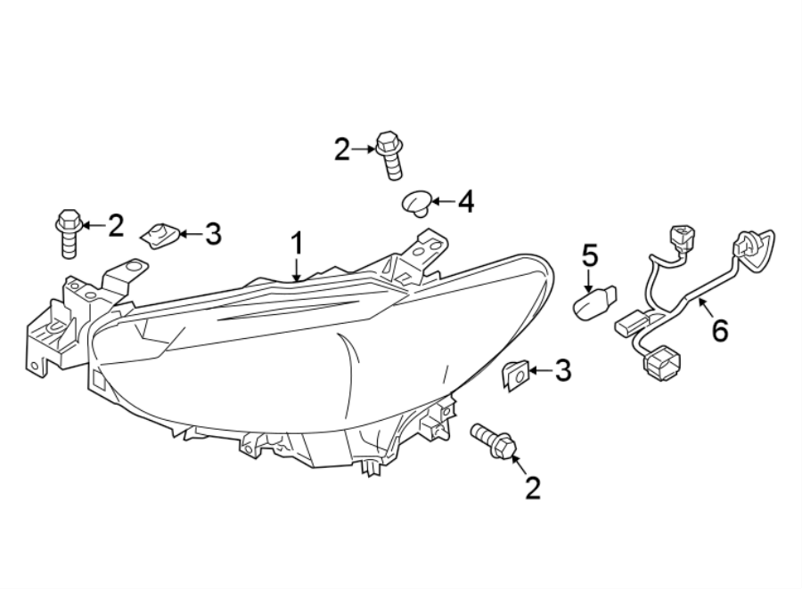 Diagram FRONT LAMPS. HEADLAMP COMPONENTS. for your Mazda 6  