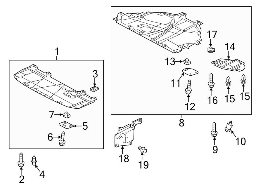 Diagram RADIATOR SUPPORT. UNDER COVER & SPLASH SHIELDS. for your 2019 Mazda CX-5  Touring Sport Utility 