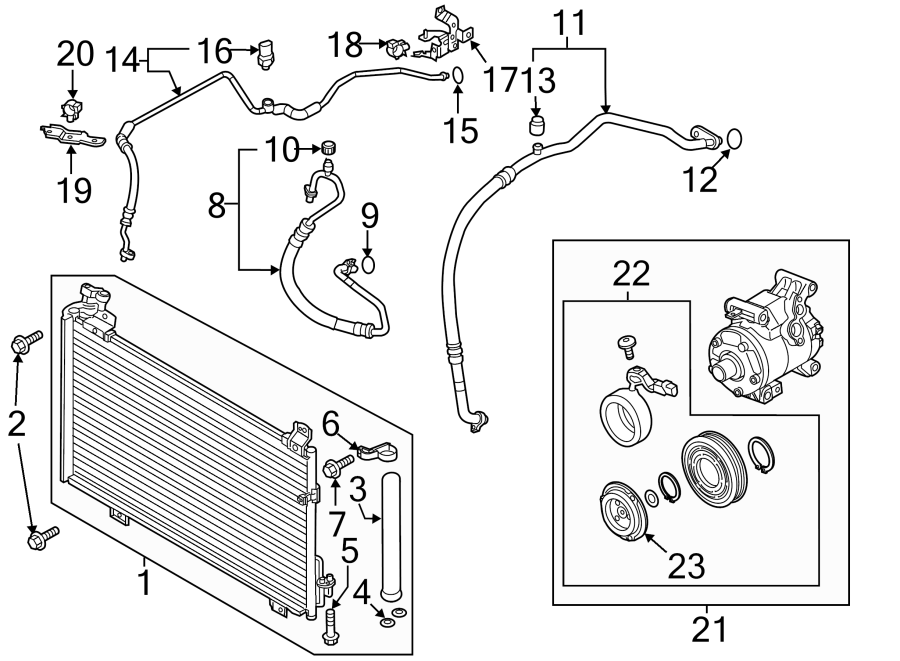 Diagram AIR CONDITIONER & HEATER. COMPRESSOR & LINES. CONDENSER. for your 2018 Mazda MX-5 Miata   