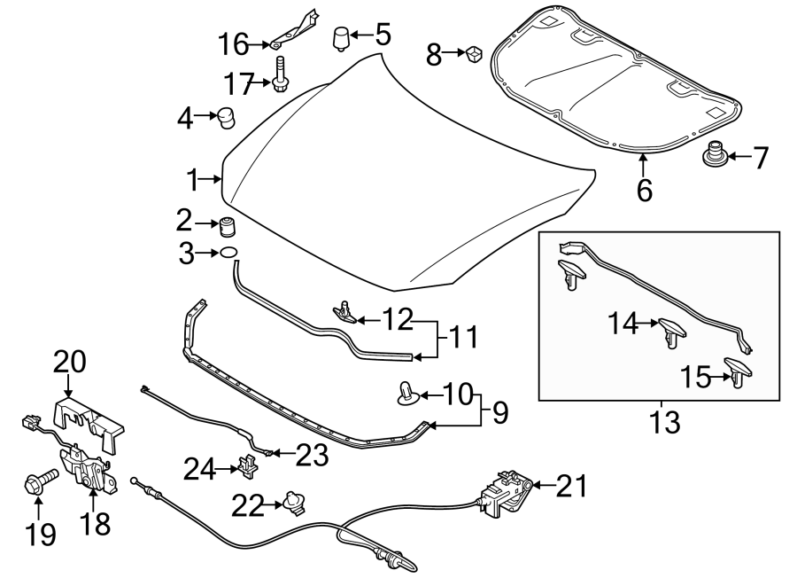 Diagram HOOD & COMPONENTS. for your 2010 Mazda MX-5 Miata   