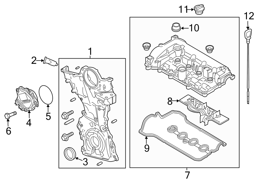 Diagram ENGINE / TRANSAXLE. VALVE & TIMING COVERS. for your Mazda