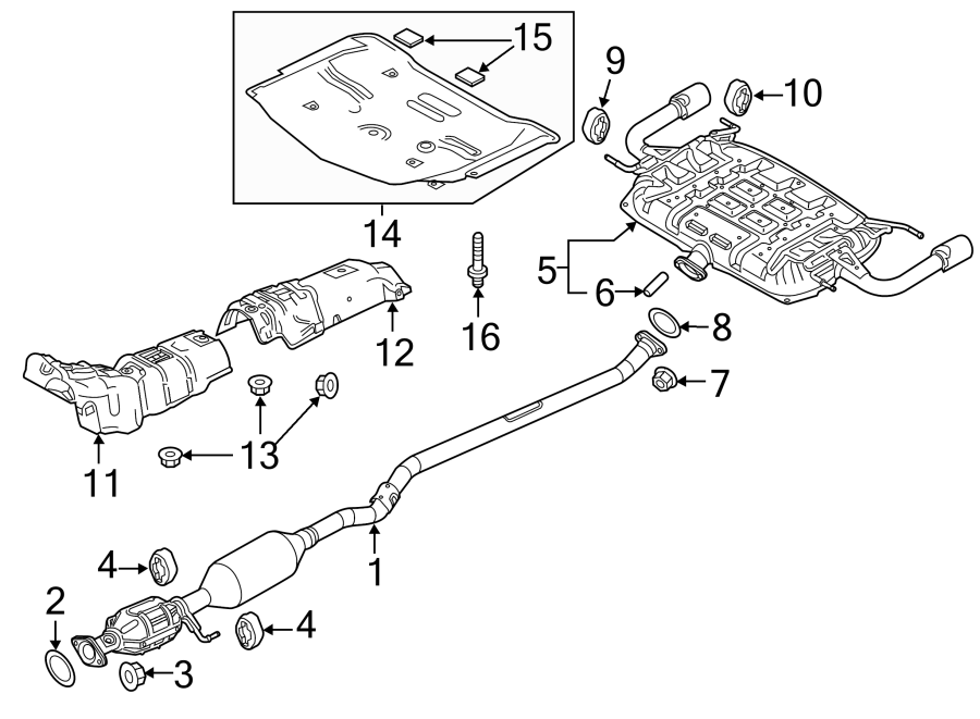 Diagram EXHAUST SYSTEM. EXHAUST COMPONENTS. for your Mazda