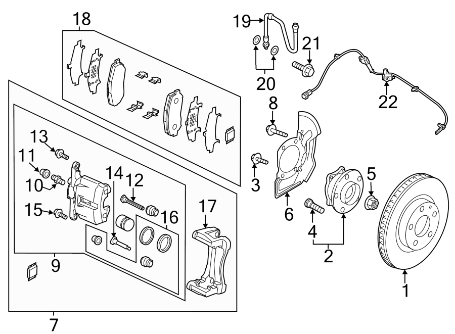 Diagram FRONT SUSPENSION. BRAKE COMPONENTS. for your 2023 Mazda CX-5  2.5 Turbo Signature Sport Utility 