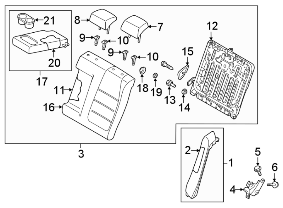 Diagram SEATS & TRACKS. REAR SEAT COMPONENTS. for your Mazda 6  