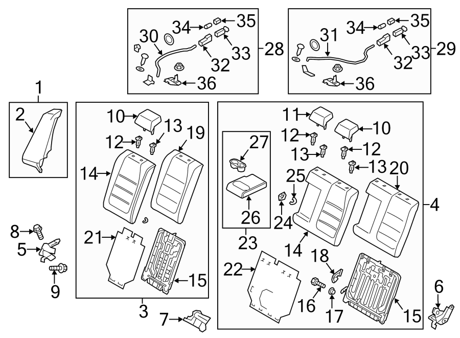 Diagram SEATS & TRACKS. REAR SEAT COMPONENTS. for your 2022 Mazda CX-5 2.5L SKYACTIV A/T AWD 2.5 S Carbon Edition Sport Utility 