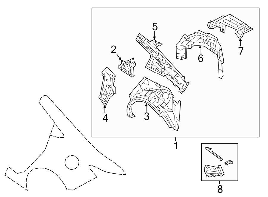 Diagram QUARTER PANEL. INNER STRUCTURE. for your 1994 Mazda MIATA   