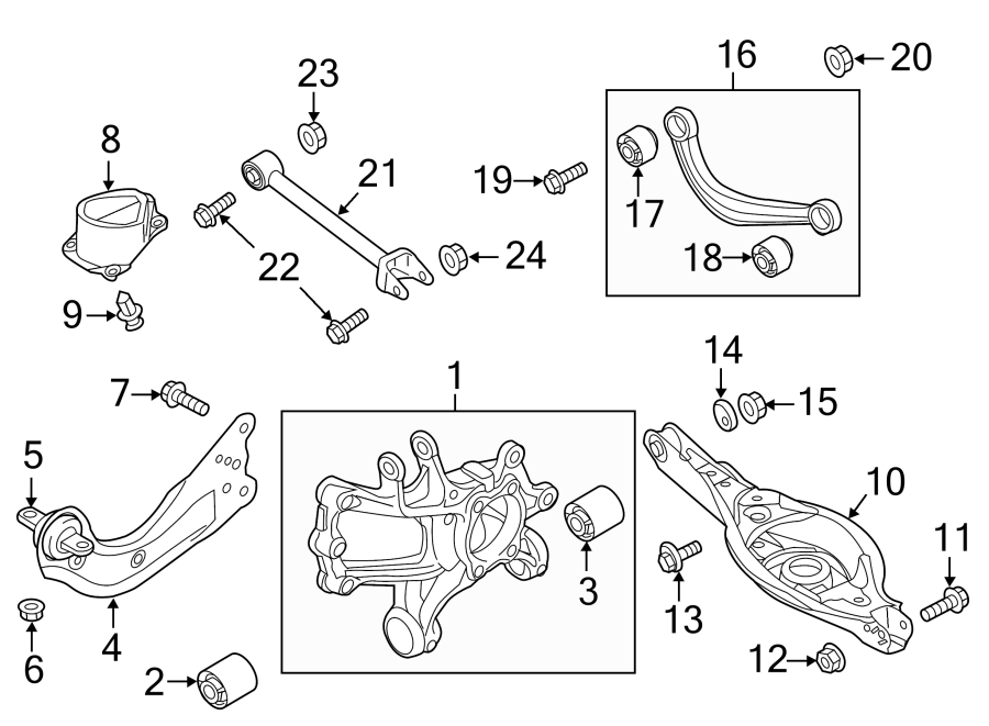 Diagram REAR SUSPENSION. SUSPENSION COMPONENTS. for your 1998 Mazda Protege  ES Sedan 