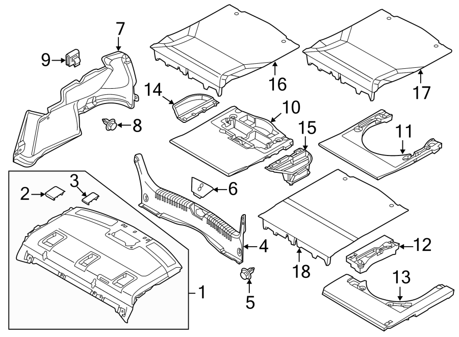 Diagram REAR BODY & FLOOR. INTERIOR TRIM. for your Mazda 6  