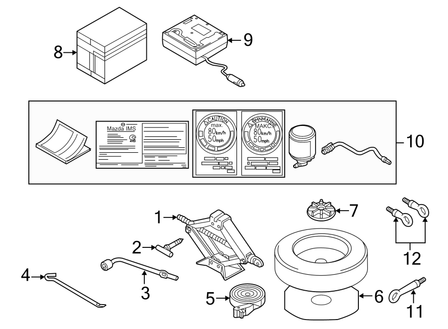 Diagram REAR BODY & FLOOR. JACK & COMPONENTS. for your 2023 Mazda MX-5 Miata  RF Club Convertible 