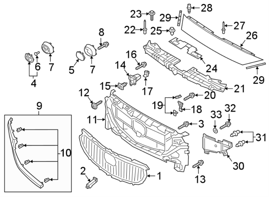 Diagram FRONT BUMPER & GRILLE. GRILLE & COMPONENTS. for your 2020 Mazda CX-5   