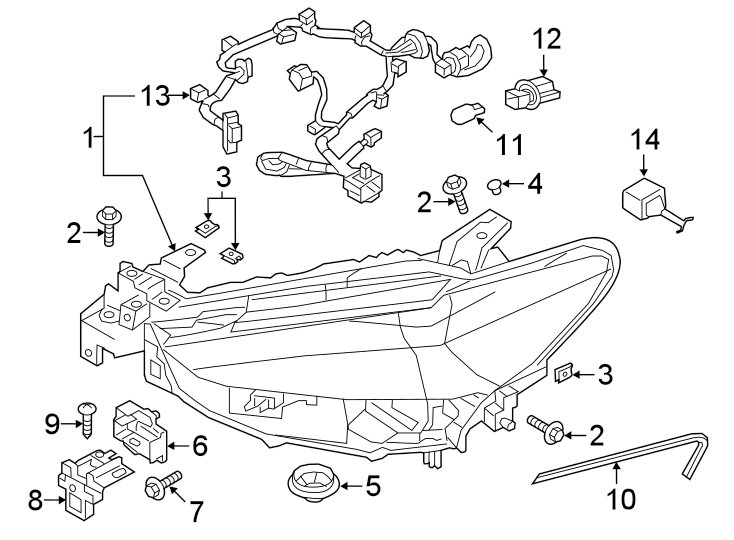 Diagram FRONT LAMPS. HEADLAMP COMPONENTS. for your 2006 Mazda MX-5 Miata  Sport Convertible 