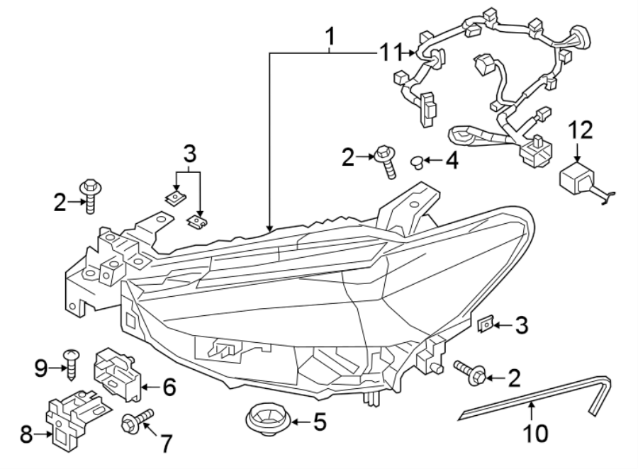 Diagram FRONT LAMPS. HEADLAMP COMPONENTS. for your 2022 Mazda MX-5 Miata   