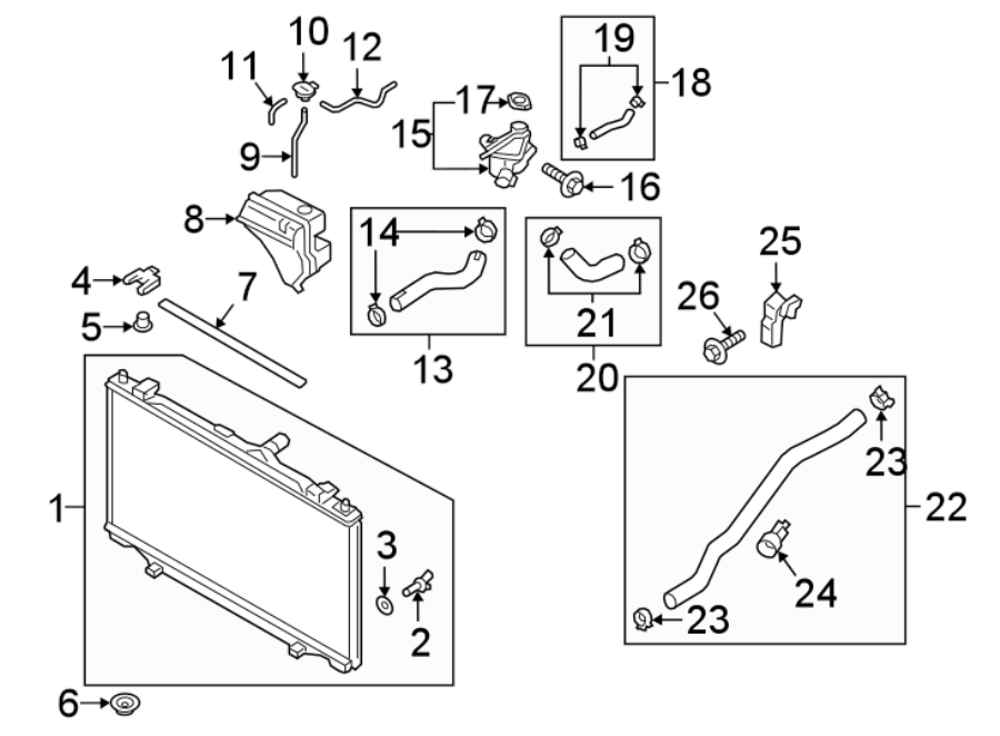 Diagram RADIATOR & COMPONENTS. for your Mazda MIATA  