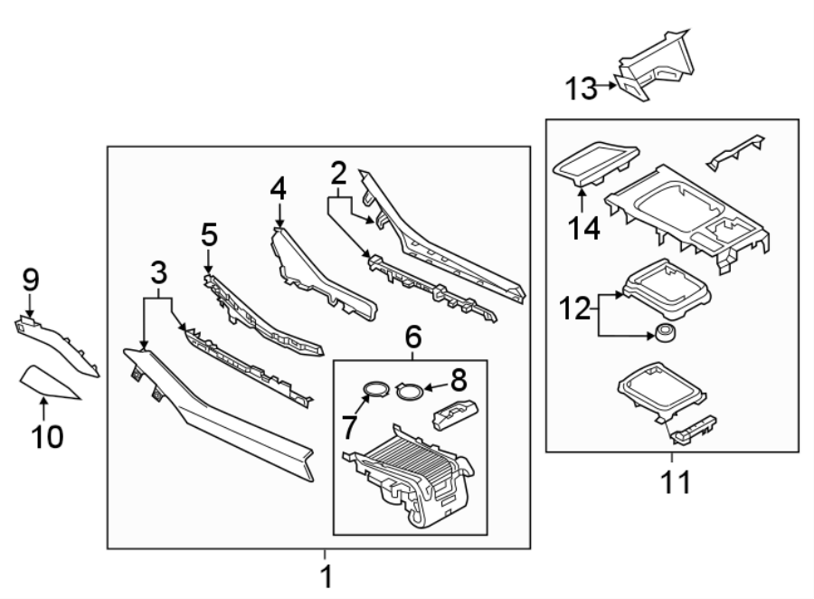 Diagram CENTER CONSOLE. for your 2022 Mazda CX-5 2.5L SKYACTIV A/T AWD 2.5 S Carbon Edition Sport Utility 