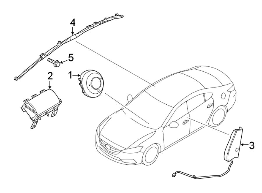 Diagram RESTRAINT SYSTEMS. AIR BAG COMPONENTS. for your Mazda