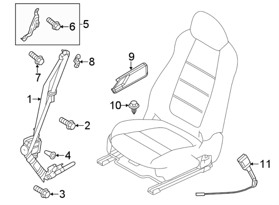 Diagram RESTRAINT SYSTEMS. FRONT SEAT BELTS. for your 2010 Mazda MX-5 Miata 2.0L M/T Sport Convertible 