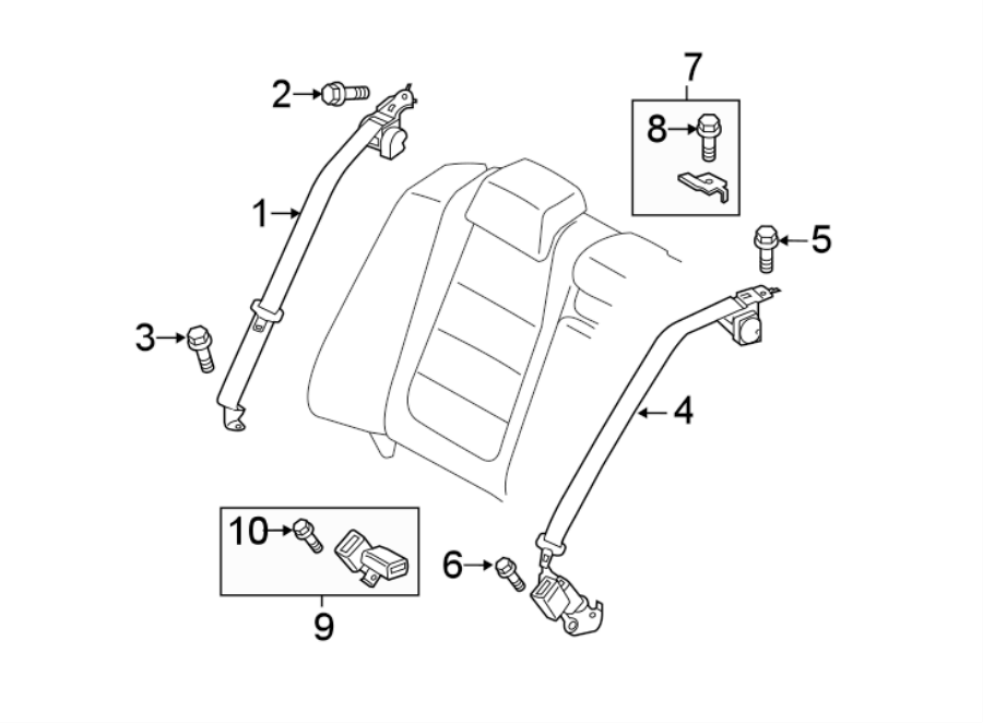 Diagram RESTRAINT SYSTEMS. REAR SEAT BELTS. for your 2021 Mazda 6   