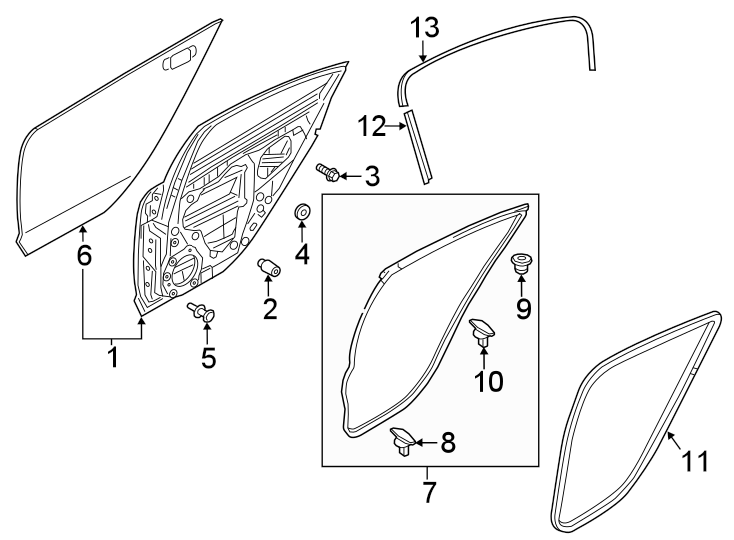 Diagram REAR DOOR. DOOR & COMPONENTS. for your Mazda 6  