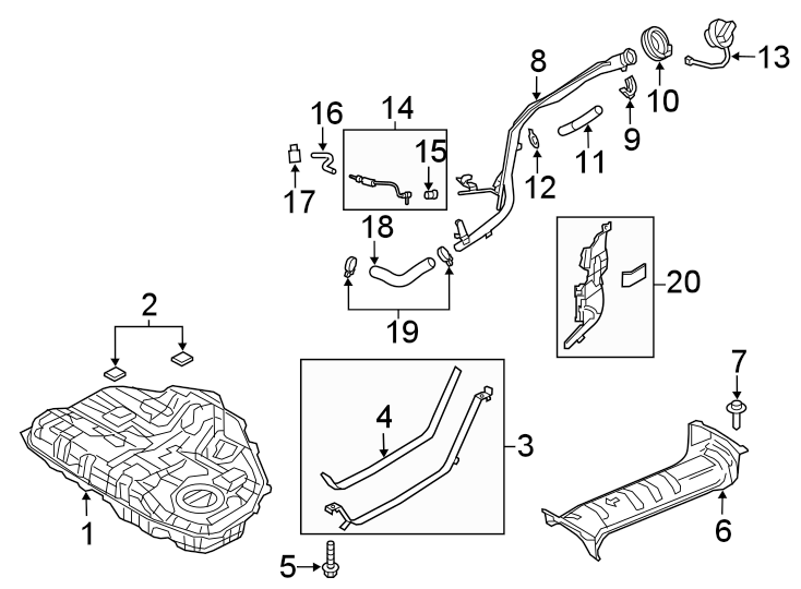 Diagram FUEL SYSTEM. FUEL TANK. for your 2013 Mazda CX-5  Touring Sport Utility 