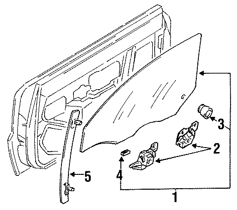 Diagram DOOR. GLASS & HARDWARE. for your Mazda