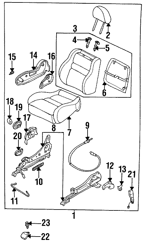 Diagram SEATS & TRACKS. SEATS & TRACK COMPONENTS. for your 2018 Mazda 3  Grand Touring Hatchback 