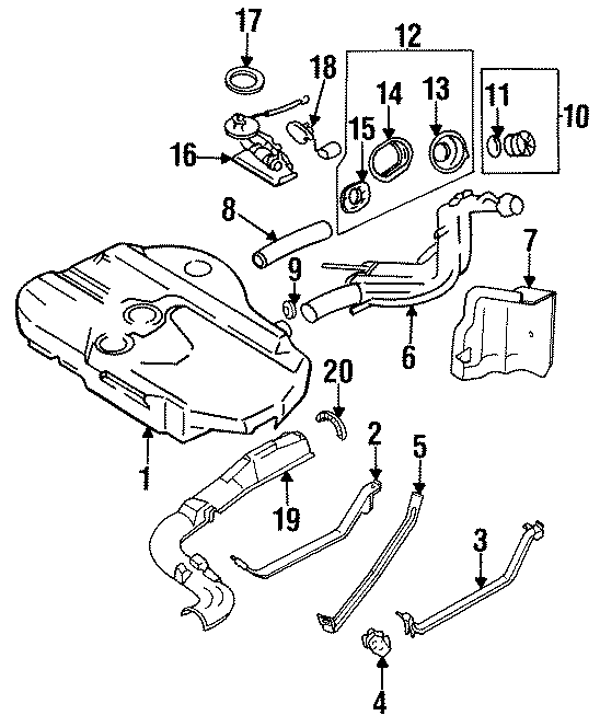 Diagram FUEL SYSTEM COMPONENTS. for your 1991 Mazda 323   